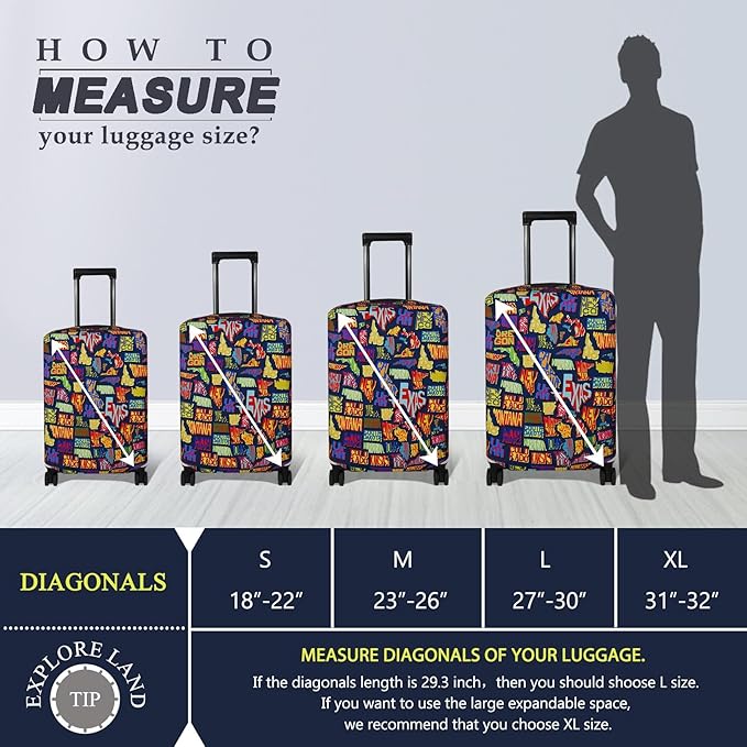 Explore Land Travel Luggage Cover Suitcase Protector Fits 18-22 Inch Case - Image 5