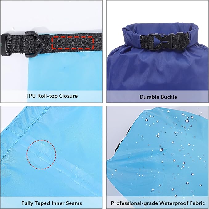 Pimoys 6 Pack Waterproof Dry Bags, Lightweight Outdoor Dry Sacks Ultimate Dry - Image 4