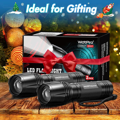 WdtPro LED Flashlight High Lumens SR2000 Pro, 2 Pack Brighter Tactical - Image 8