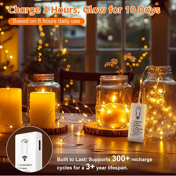 4 Pack 50 LED Fairy Lights Battery Operated - Image 2