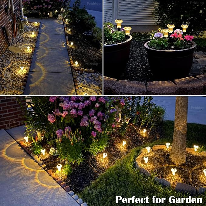 Priddop Solar Lights Outdoor Pathway Waterproof 8 Pack Warm White LED Acrylic - Image 3