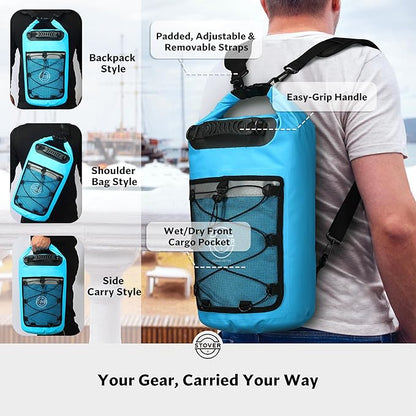 STOVER 5/10/25/30/40/55L Waterproof Dry Bag- Roll-Top Backpack w/Phone Case- - Image 3