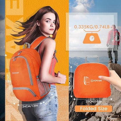 ZOMAKE Lightweight Packable Backpack 30L, Foldable Hiking Backpacks Water - Image 2