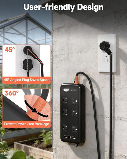 Outdoor Power Strip Waterproof IPX6, 6 Ft Extension Cord, 6 Wide Outlets & 4 - Image 9