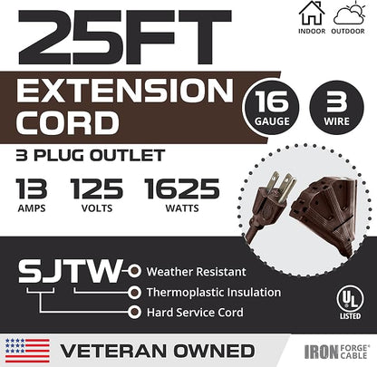 Iron Forge Cable 25ft Brown Outdoor Extension Cord - Image 2