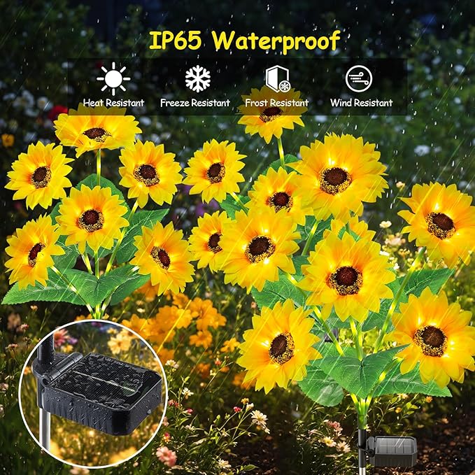 Solar Lights Outdoor Garden Decor, Upgraded 6 Pack - Image 3
