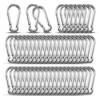 Carabiner Clip Hooks, 304 Stainless Steel Spring Snap Hook Fits Camping Hiking by KINLINK