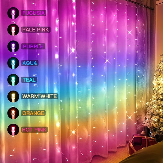 suddus Curtain Lights for Bedroom, 192 Led 8.3ft x 5.25ft Hanging String Lights - Image 2