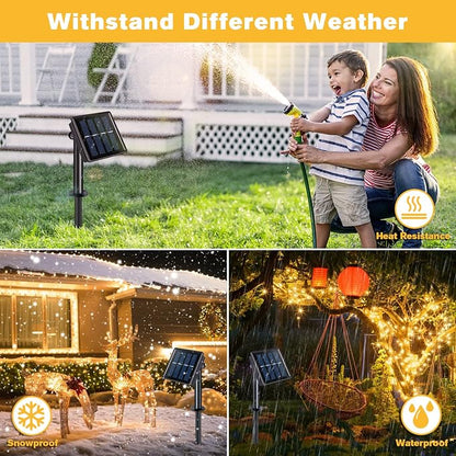JMEXSUSS 4 Pack 100 LED Solar Fairy Lights, 33ft Warm White Solar String Lights - Image 6