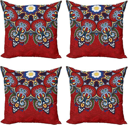 Ambesonne Mandala Throw Pillow Cushion Case Pack of 4, Color Jumble of Lace by Ambesonne