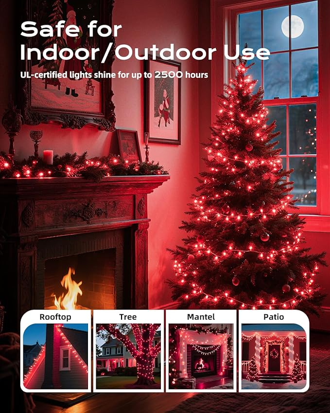 Brightown Red Mini String Lights, 100-Count 26.5ft Incandescent Bulb - Image 6
