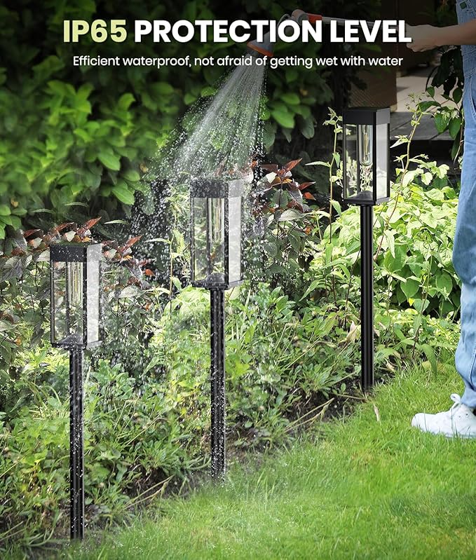 12 Pack Bright Solar Pathway Lights Outdoor, IP65 Waterproof Auto On/Off Solar - Image 2