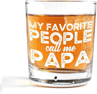 Nogrit My Favorite People Call Me Papa Whiskey Glasses 10 oz, Papa Dad Gifts by Nogrit