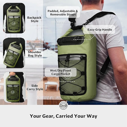 STOVER 5/10/25/30/40/55L Waterproof Dry Bag- Roll-Top Backpack w/Phone Case- - Image 3