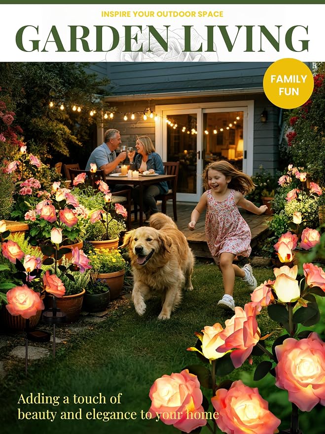 GIGALUMI Solar Lights Outdoor for Garden Decor, 3 Pack Solar Flower Lights - Image 9