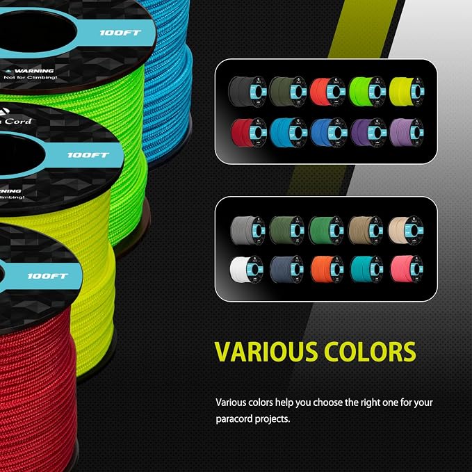 Abma Cord 2.4mm Paracord 275 100ft Nylon Rope 4 Strands Tactical Parachute Cord - Image 5