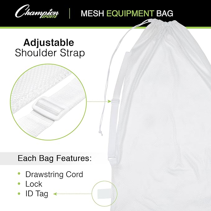 Champion Sports Mesh Equipment Bag – Heavy-Duty Nylon Drawstring Bag - Image 6
