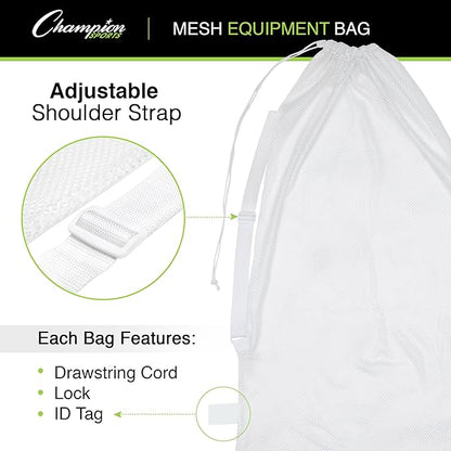 Champion Sports Mesh Equipment Bag – Heavy-Duty Nylon Drawstring Bag - Image 6
