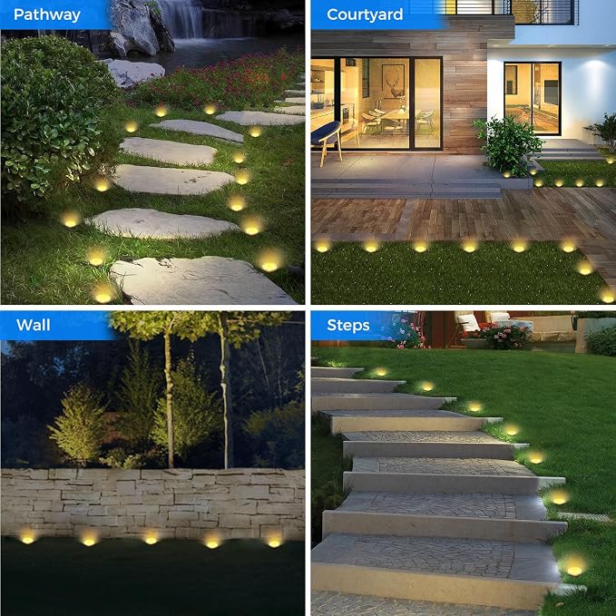 Peasur Mini Solar Ground Lights, 30 Pack Flat Solar Disc Lights Outdoor - Image 5
