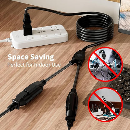 2 Way Power Cord Splitter Cable 15 Ft-3 Prong 1 to 2 Extension Cord-Outlet - Image 5