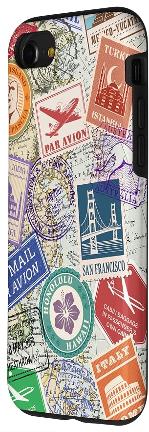 World Map Travel Passport Stamps Postage Stamp Case - Image 2