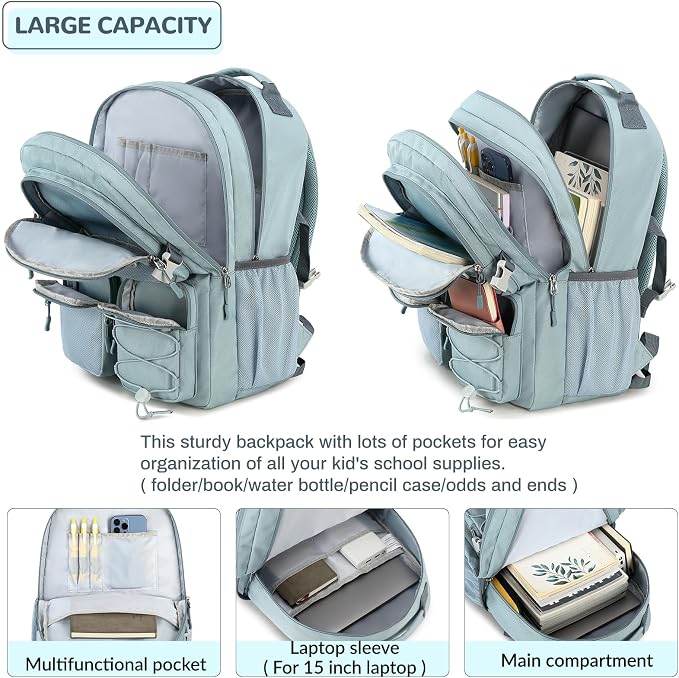 Lohol Multi-Pocket Backpack for Travel College, Heavy Duty Big Bookbag - Image 4