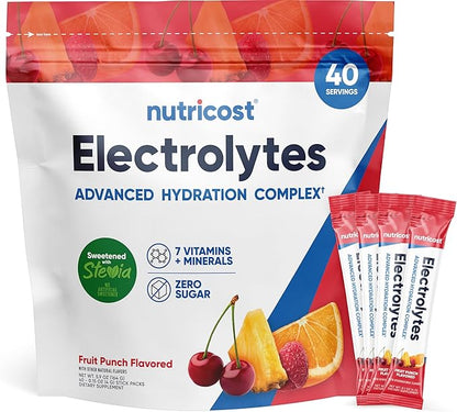 Nutricost Electrolytes Complex, Fruit Punch Flavored, 40 Stickpacks by Nutricost