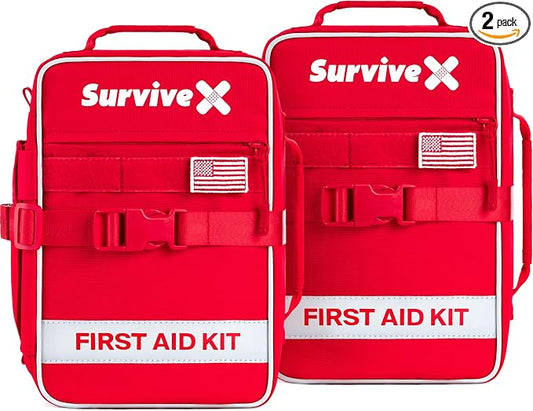 SurviveX Large First Aid Kit for Car, Travel & Home by SurviveX