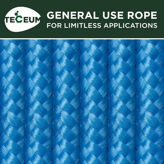 TECEUM Rope – 90 Feet x 3/8 Inch – Sky Blue – Strong All-Purpose Utility Rope – - Image 9