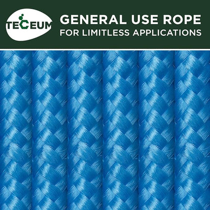 TECEUM Rope – 150 Feet x 1/4 Inch – Sky Blue – Strong All-Purpose Utility Rope - Image 9