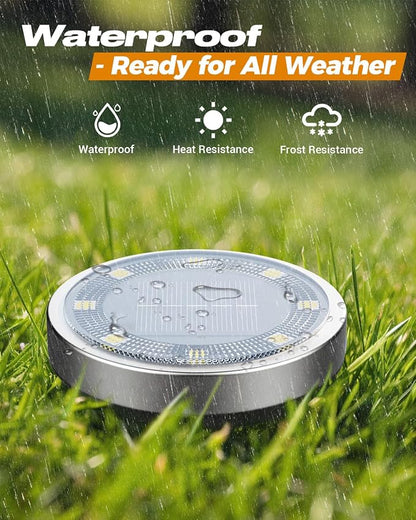 btfarm 4 Pack Solar Lights Outdoor, 8 LED Solar Ground Lights IP65 Waterproof - Image 4