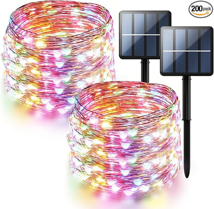 2-Pack 200 LED Solar Fairy Lights Outdoor, Upgraded Oversize Lamp Beads & Super by SelarlytLighting