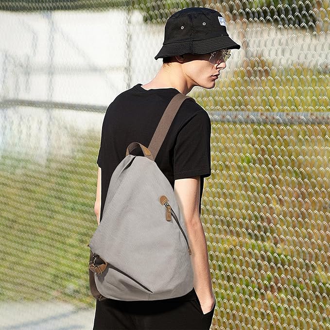 KL928 Canvas Vintage Backpack – Large Casual Daypack Outdoor Travel Rucksack - Image 8