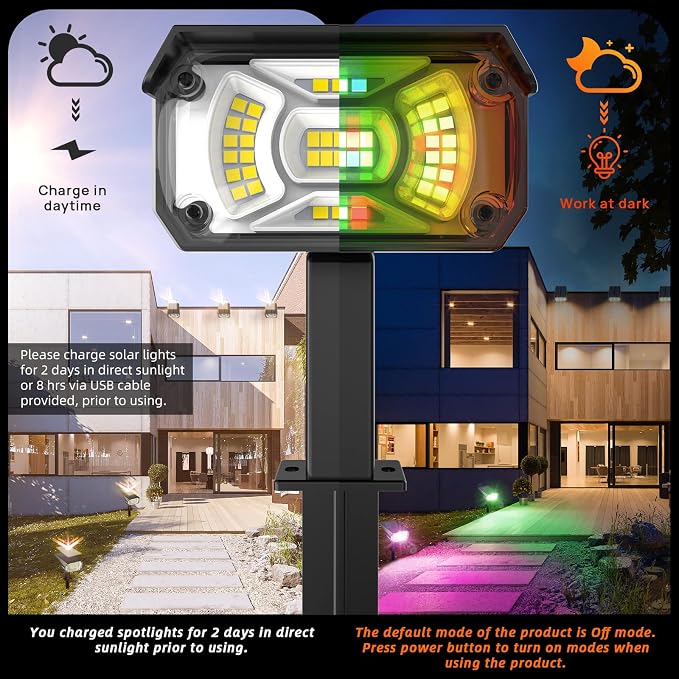 LEREKAM Solar Spot Lights Outdoor Color Changing, IP65 Garden Lights Solar - Image 6