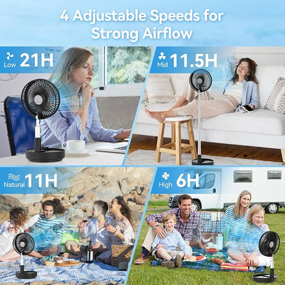 Portable Oscillating Rechargeable Fan, Battery Operated - Image 5