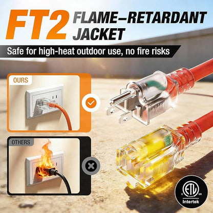 6 FT Outdoor Extension Cord Waterproof, 16/3 Gauge Heavy Duty 3 Prong Power Cord - Image 7