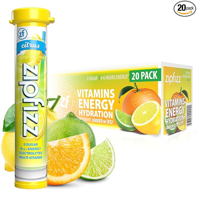 Zipfizz Daily Energy Drink Powder, 20 Pack, 3-in-1 Sustained Energy, Rapid by Zipfizz