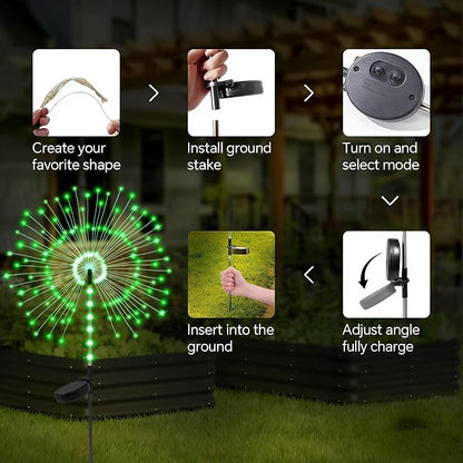 2 Pack 250LED Solar Garden Lights Outdoor, Dual Lighting Modes Firework Lights - Image 4