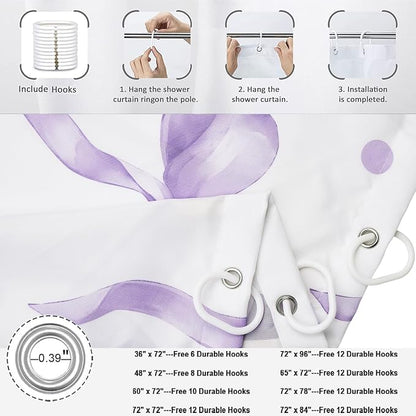 Purple Bow Shower Curtain, Lavender Modern Aesthetic Bowknot - Image 6