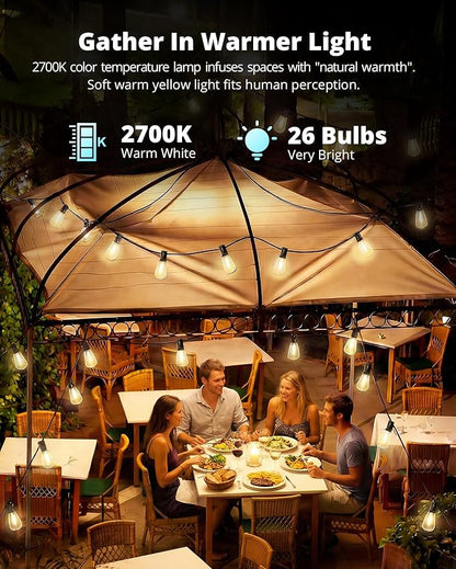 VIPAR Outdoor String Lights 60FT LED Patio Lights LED Waterproof - Image 4