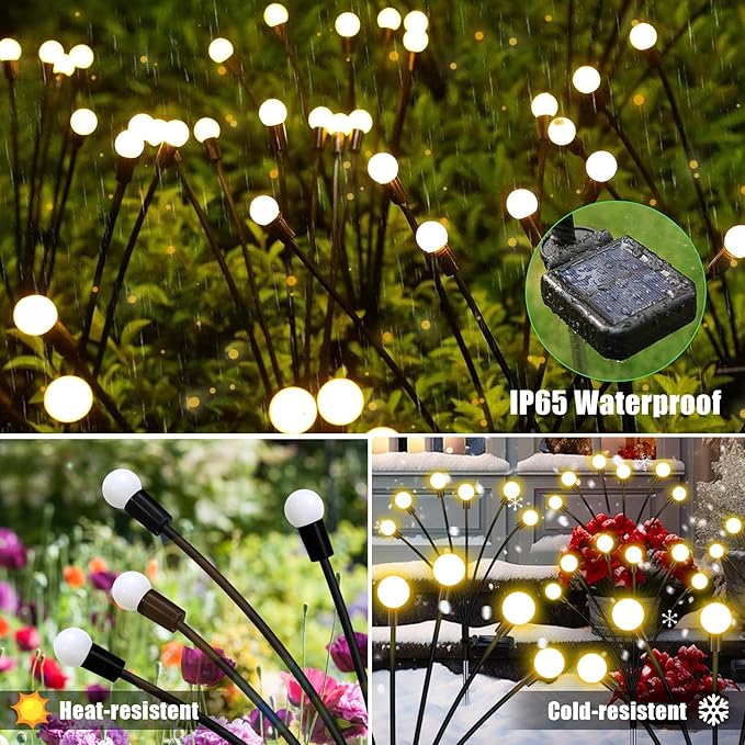 NBQQ Solar Garden Lights Outdoor, 4 Pack Swaying Light Waterproof Solar Lights - Image 7