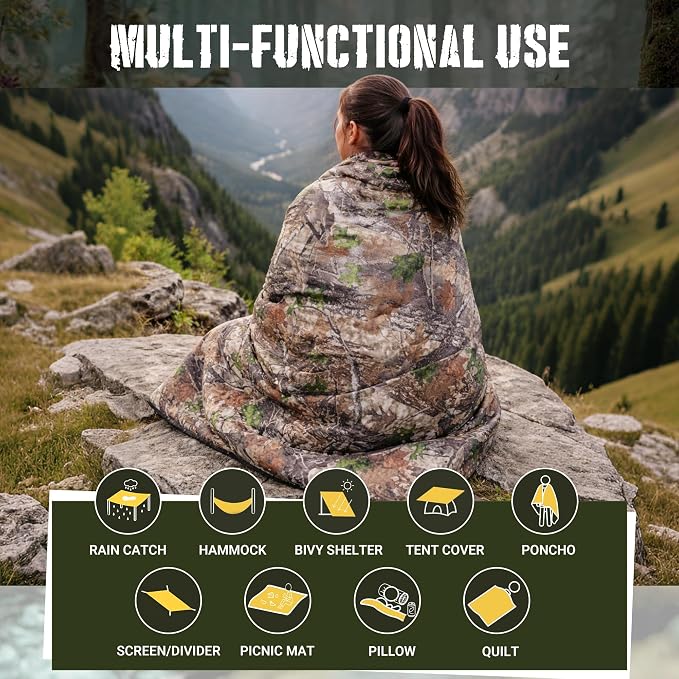 Lenotos Woobie Blanket, Thermal Insulated Military Poncho Liner, Water-Resistant - Image 3