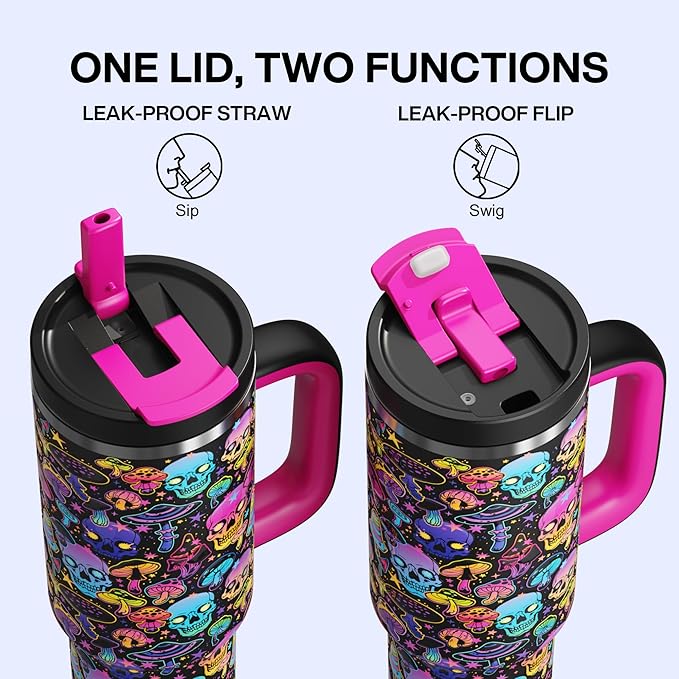 ENCOOL 40 oz Tumbler with Handle and Straw: Stainless Steel Insulated Tumbler - Image 3