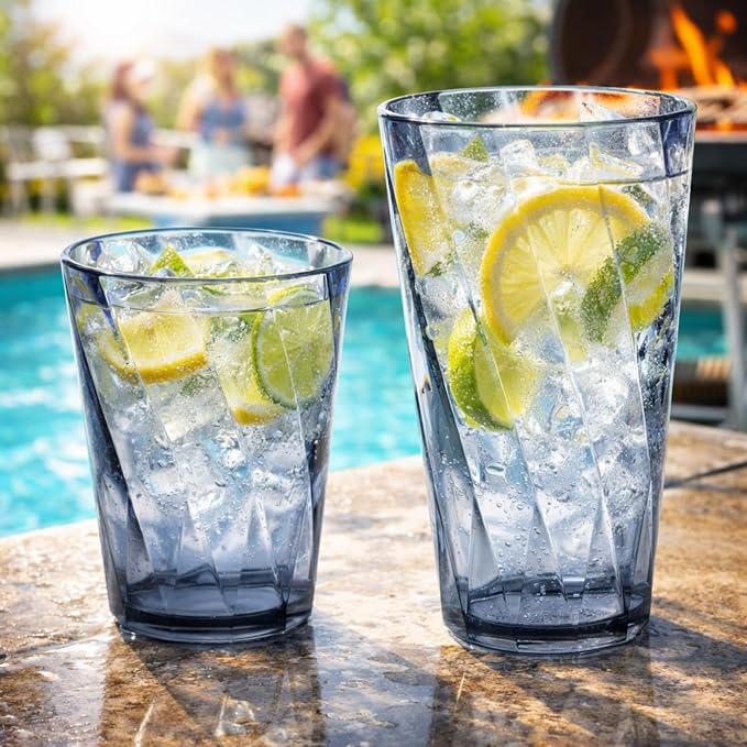 LemonRoad 24 Pack Reusable Plastic Drinking Glasses Set - 20oz & 13.5oz - Image 4