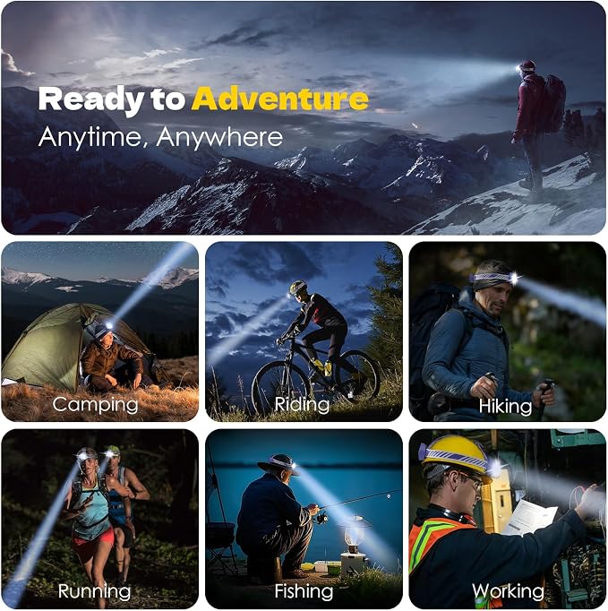 MIOISY Rechargeable Headlamp, High Lumen Bright 5 LED Head Lamp - Image 6
