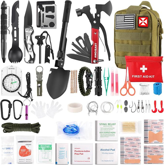 Survival Kit 256 in 1, First Aid Kit Survival Gear Tools Trauma Kit by Angieast