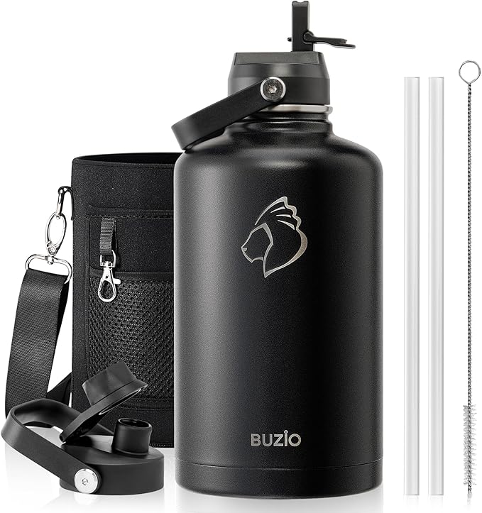 BUZIO Vacuum Insulated Stainless Steel Water Bottle 87oz Half Gallon BPA Free by BUZIO