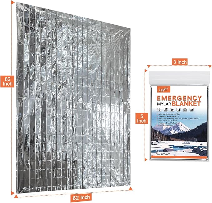6 Pack - Large 82” x 62” Survival Emergency Mylar Thermal Blankets, Thermal - Image 2
