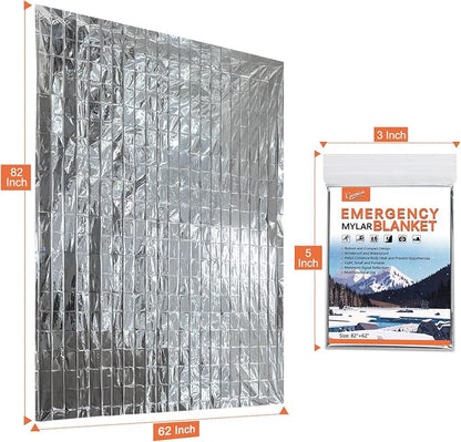 4 Pack -Large 82” x 62” Survival Emergency Mylar Thermal Blankets, Thermal - Image 3