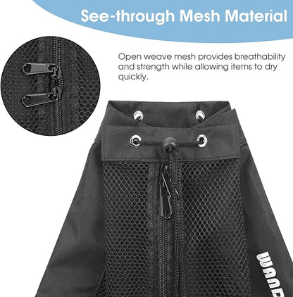 WANDF Swim Bag Mesh Drawstring Backpack Beach Backpack - Image 5